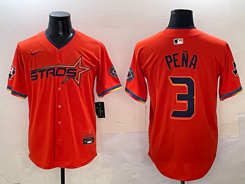 Men Houston Astros #3 Pena Orange Five generation Joint Name Nike 2025 MLB Jersey style 1->houston astros->MLB Jersey